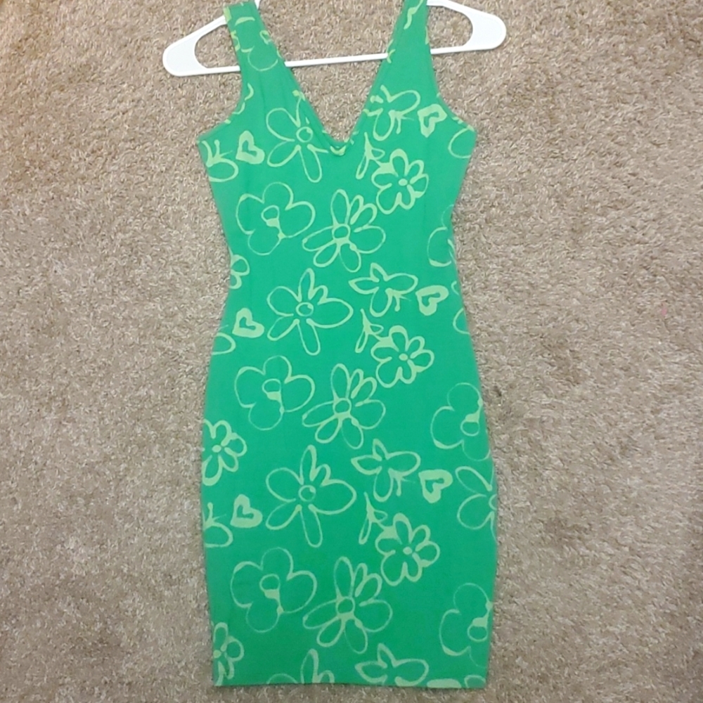 Wild fable size S. Green flower bodycon dress NWOT
